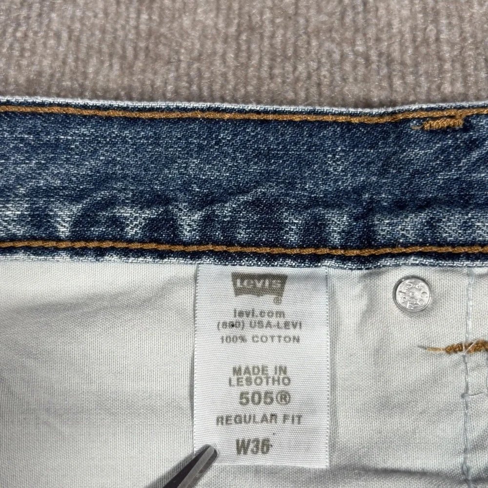 Levis 505 Jean‎ Shorts Mens 36 Regular Fit Blue Denim Cotton Workwear Skater Y2K